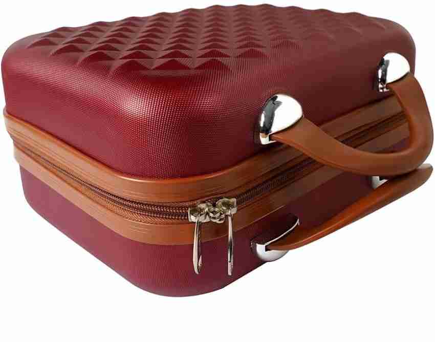 Lzttyee Small Hard Shell Cosmetic Case Travel Hand Luggage Portable  Carrying Makeup Case Suitcase Rose gold