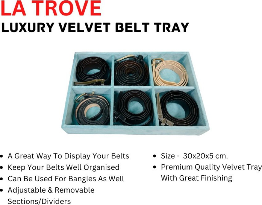 LA TROVE 6 Slot Belt Organiser Storage Case for Men/Women, Belt Box Display  Closed Case Organiser with Leatherette finish(Brown Check, 36 x 20 x 9cm) :  : Watches