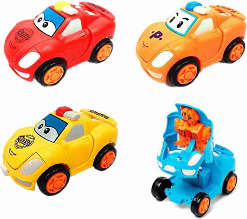 KAVANA Mini Cartoon Transformer Car for Kids Push Go Toys Pull