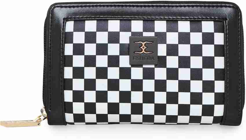 ESBEDA Black Color White Checks Pattern Wallet for Women: Buy