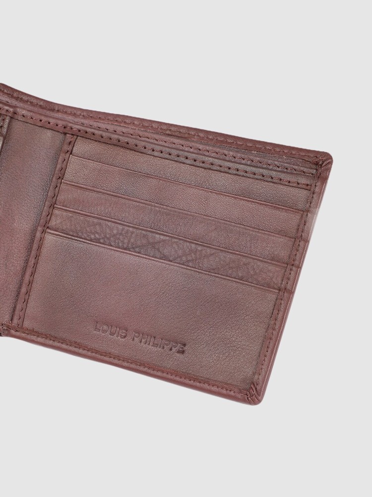 Buy Louis Philippe Men Tan Brown Solid Leather Two Fold Wallet