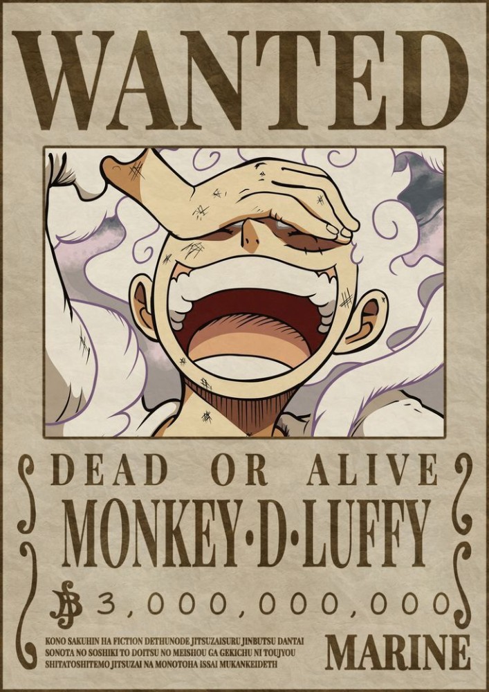 Luffy Gear 5 One Piece Wanted Onepiece Posters 8 x 12