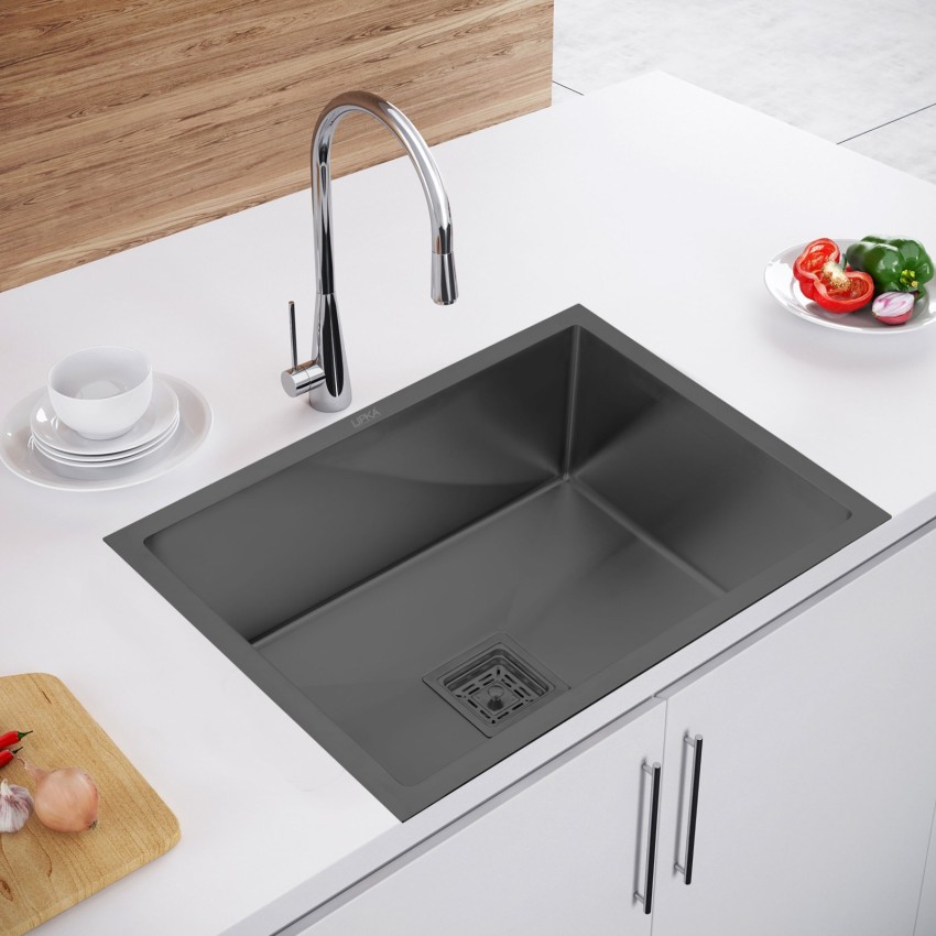 Square Single Bowl 304-Grade Kitchen Sink (27 x 21 x 9 Inches) - LIPKA