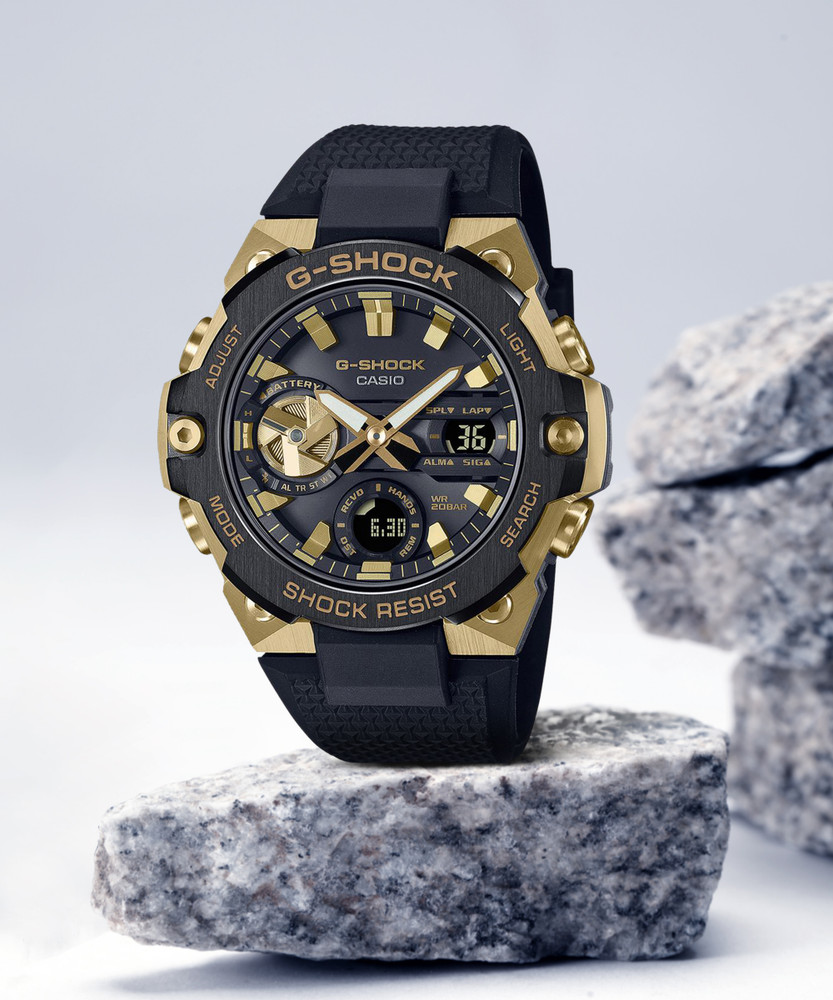 G shock black deals and gold bluetooth