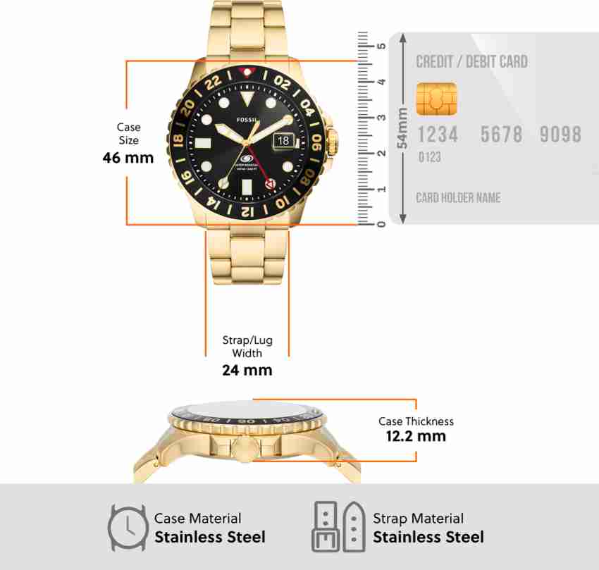 FS5990 超安い FOSSIL BLUE DIAL GOLD 腕時計