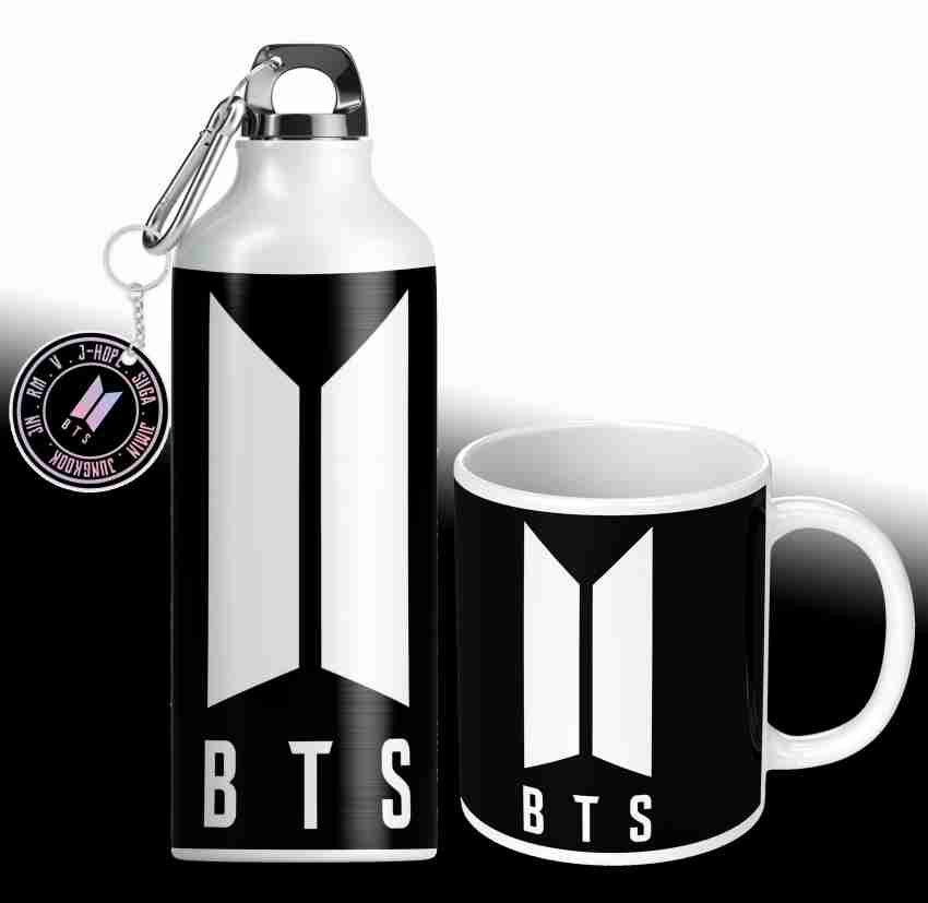 NH10 DESIGNS BTS Sipper Water Bottle Cup Keychain Combo Set For