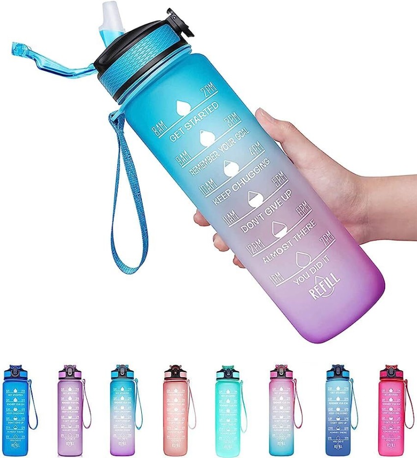 Proberos Water Bottles for Kids 1 Litre BPA Free Motivational Water Bottle  with Straw Reminder Gym