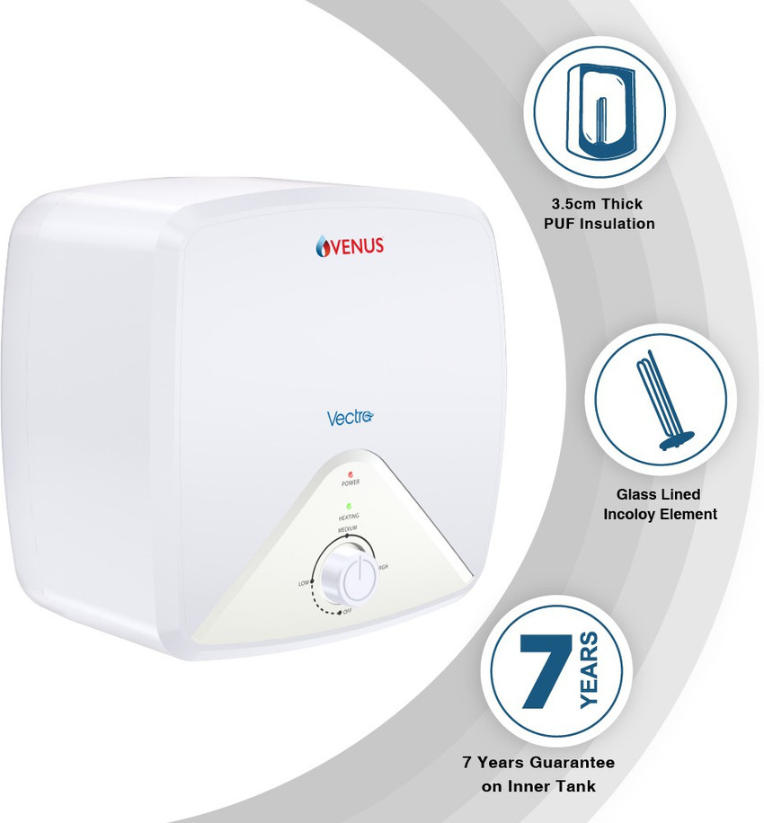 Venus 10 L Storage Water Geyser (Vectra 10VS Litre, Silver Sparkle) Price  in India - Buy Venus 10 L Storage Water Geyser (Vectra 10VS Litre, Silver  Sparkle) online at Flipkart.com