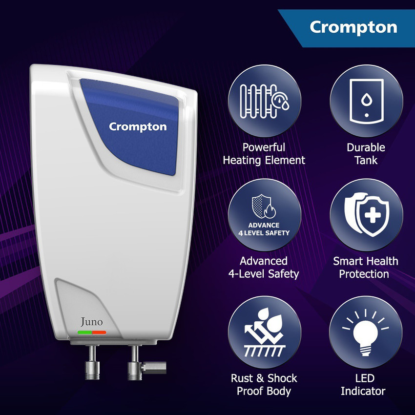 Crompton 5 L Instant Water Geyser (AIWH-5LJUNO3KW5Y (Juno 5L), White) Price  in India - Buy Crompton 5 L Instant Water Geyser (AIWH-5LJUNO3KW5Y (Juno  5L), White) online at Flipkart.com
