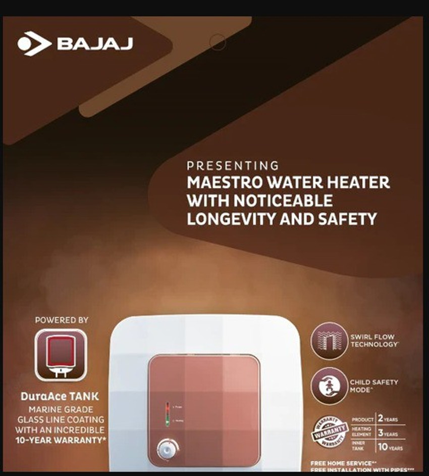 BAJAJ 15 L Storage Water Geyser (MAESTRO, BEIGE/WHITE) Price in India - Buy  BAJAJ 15 L Storage Water Geyser (MAESTRO, BEIGE/WHITE) online at  Flipkart.com