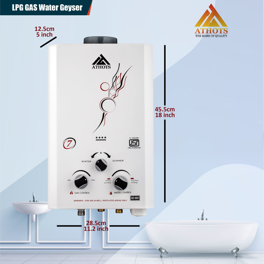 Athots 7 L Gas Water Geyser (Shang 7, White) Price in India - Buy Athots 7  L Gas Water Geyser (Shang 7, White) online at Flipkart.com