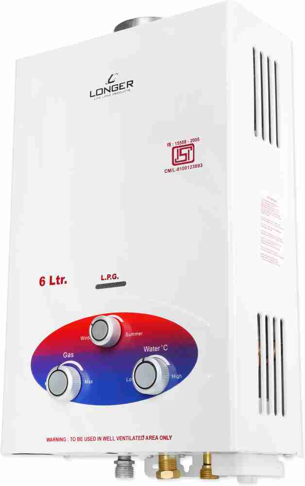 Longer 6 L Gas Water Geyser (LONGER GAS GEYSER 6 LTR., IVORY) Price in  India - Buy Longer 6 L Gas Water Geyser (LONGER GAS GEYSER 6 LTR., IVORY)  online at Flipkart.com