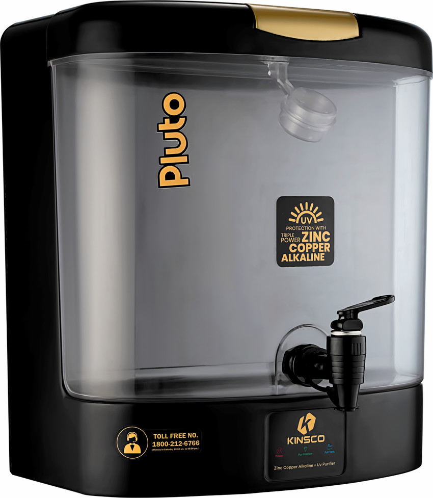 Kinsco Pluto Led Display Zinc Copper With Alkaline(TDS UPTO 200) 7 L UV +  UF + Copper Water Purifier with Prefilter - Kinsco : Flipkart.com
