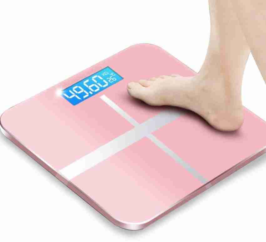 ACU-CHECK Weight Machine For Body Weight Digital, Bathroom Scale Machine  180kg Capacity Weighing Scale with LCD Display Glass Weighing Scale  Rechargeable Weighing machine, Gym Weight Scale (Pink) 