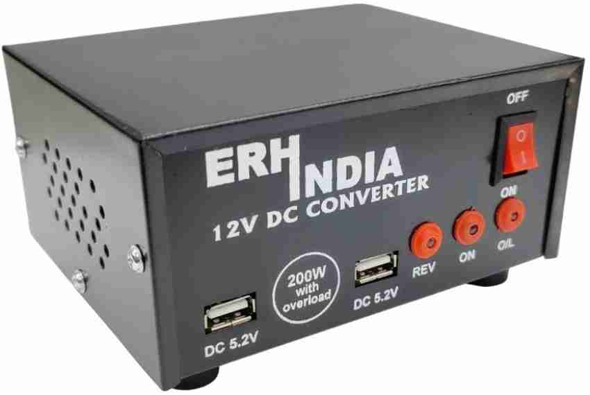 ESP 12V DC to 220V AC Converter for UPTO 200 W Load with Ultra High Quality  Charging Data Cable Worldwide Adaptor Black - Price in India
