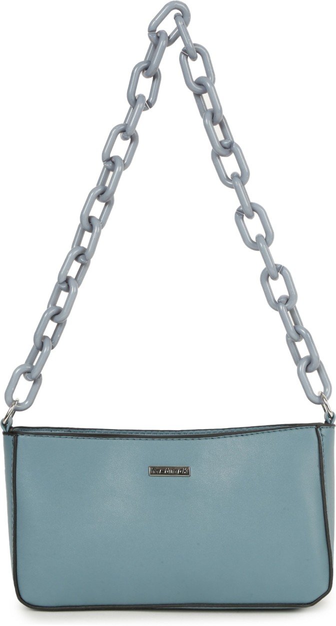 Silver Satin Grey and Powder Blue Cross Body Phone Bag with White