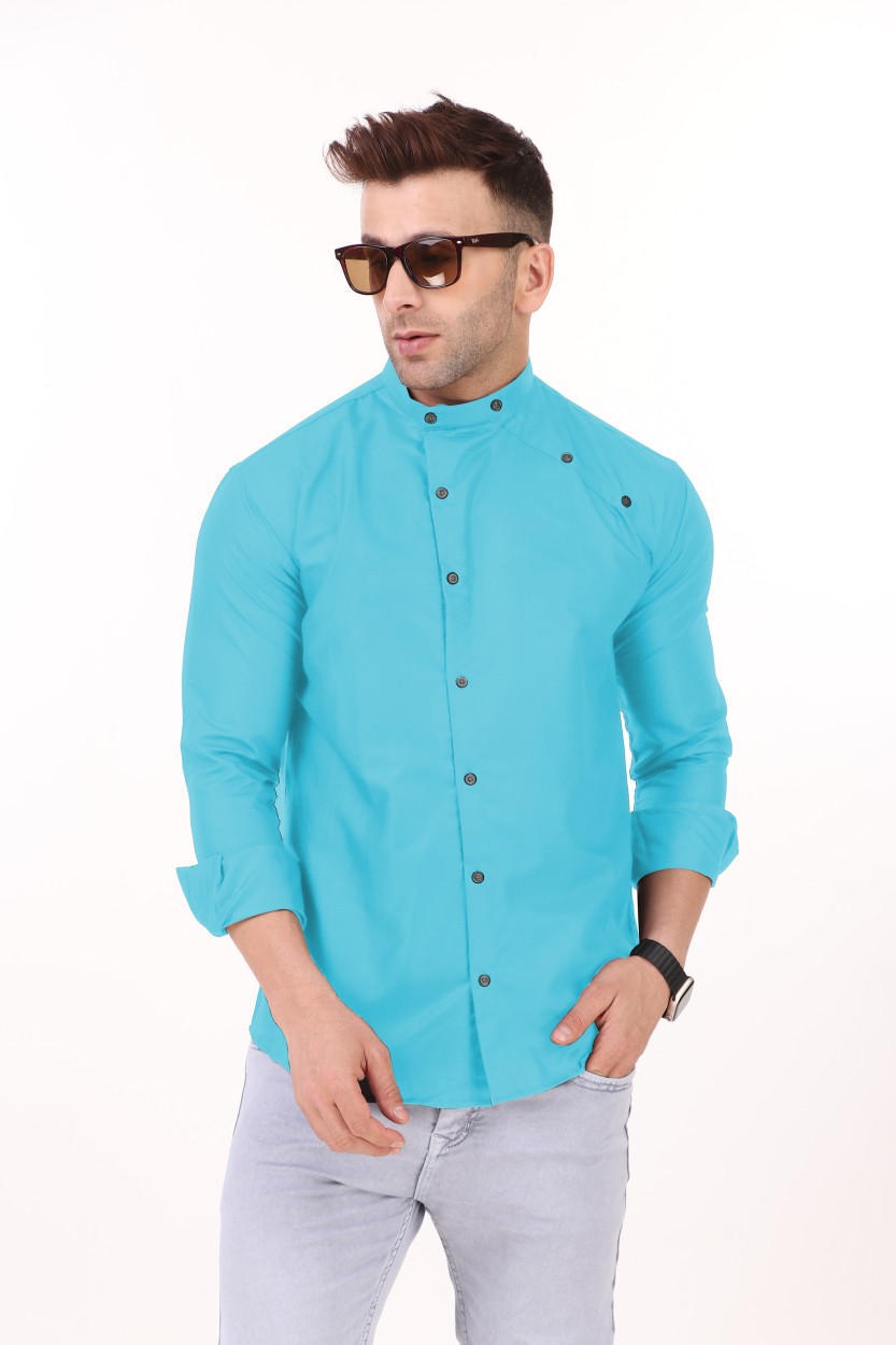 Plus91 Men Solid Casual Light Blue Shirt Buy Plus91 Men Solid Casual  Light Blue Shirt Online at Best Prices in India