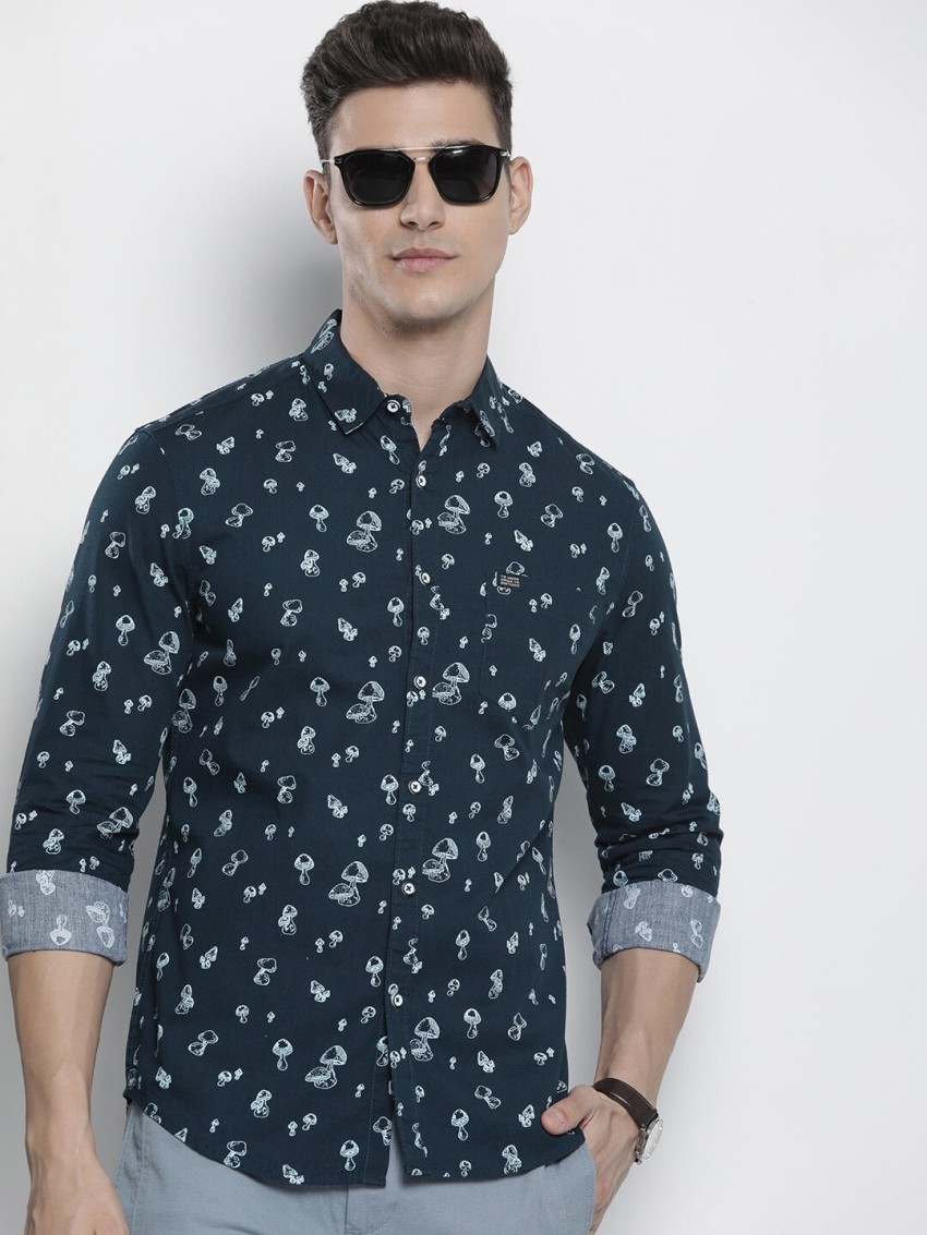 Weiv Men's Bandana Print Casual Shirt Navy/Aqua / S