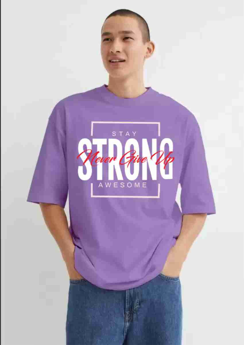 Kshs Typography Men Round Neck Purple T-shirt