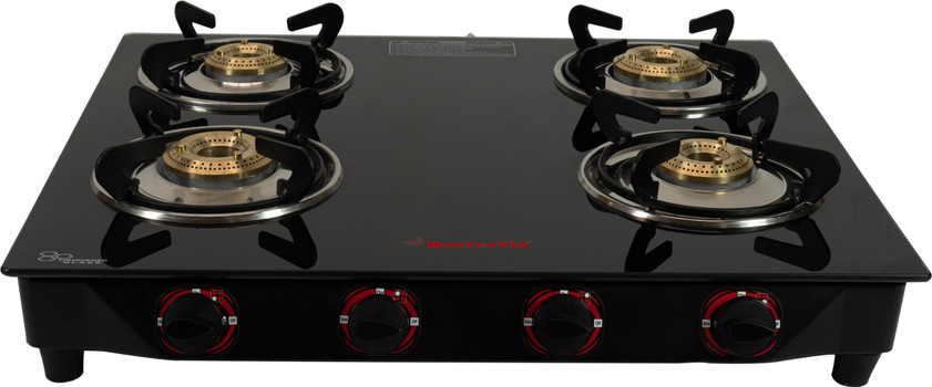butterfly rapid 3 burner glass manual gas stove price
