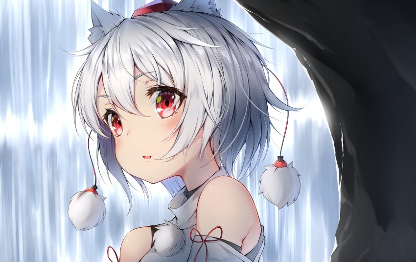 white wolf with red eyes anime