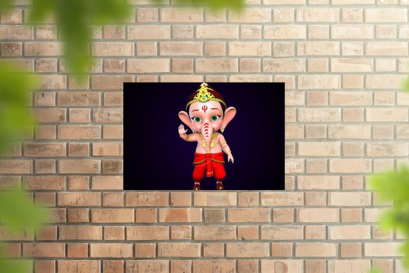 Bal Ganesh Cartoon Poster|Poster For wall Decoration | Poster For Room|  Self Adhesive Poster -300 GSM- (18x12) Paper Print - Decorative posters in  India - Buy art, film, design, movie, music, nature