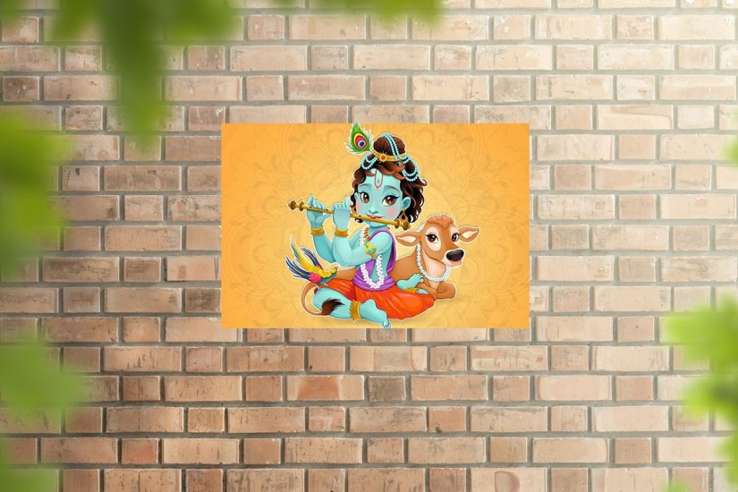 Wall Poster | Little Krishna Poster | Krishna Bhagwan | Decorative poster |  High Resolution 300 GSM- (18x12) Paper Print - Decorative posters in India  - Buy art, film, design, movie, music,