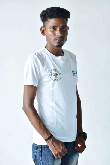 PF Printed Men Round Neck White T-Shirt 