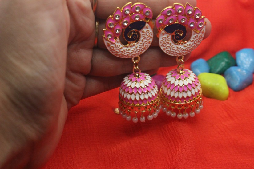 Meenakari Kundan Jhumka Earrings - Fancy Jhumka - Traditional Jhumka –  Niscka
