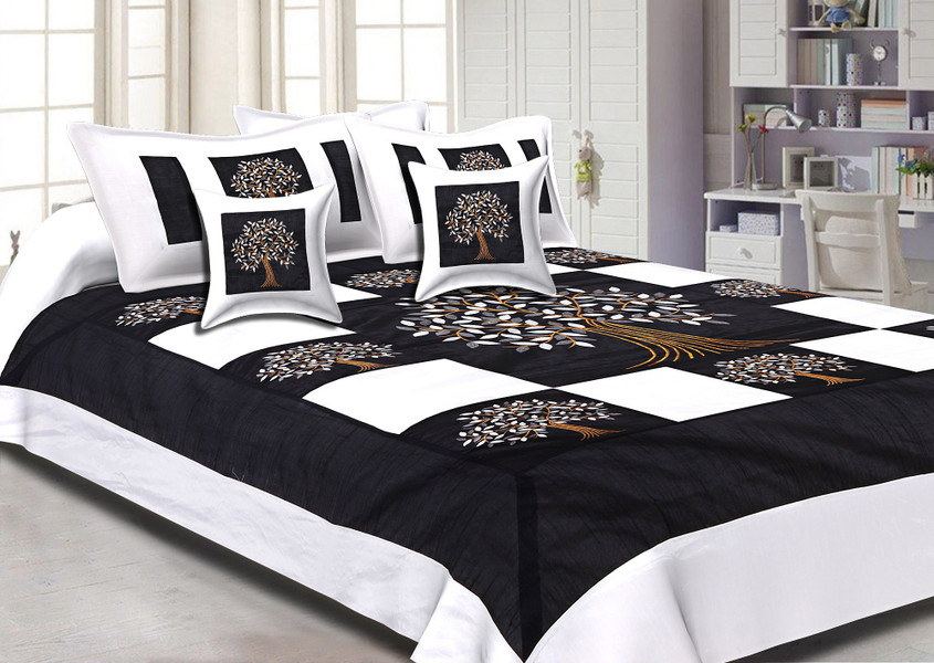 Silk Double Embroidered Flat Bedsheet 
