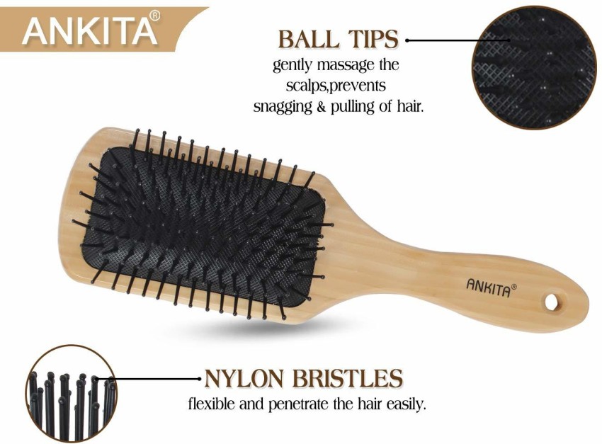 Ankita Wooden Finish Mini Paddle Hair Brush