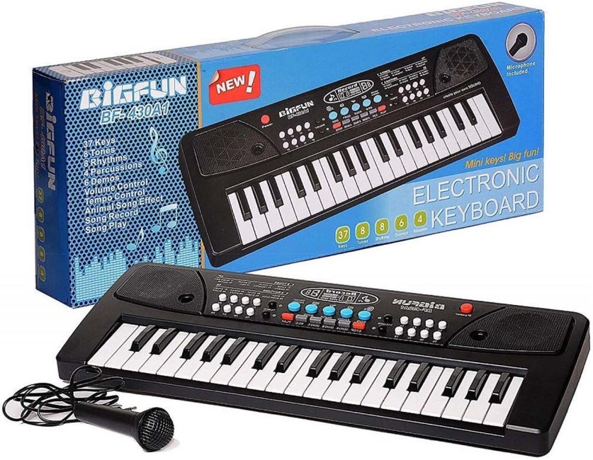 Black BIGFUN 49 Keys Multifunction Portable Electronic Kids Piano Musical Teaching Keyboard for Kids Children Early Learning Educational Toy with Double Speakers 