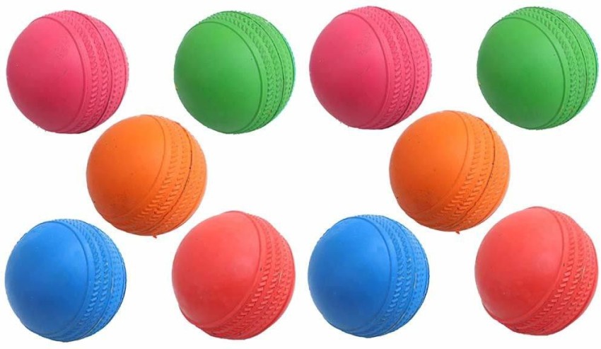 Sixer Rubber Cricket Balls Pack of 10 Multicolor 