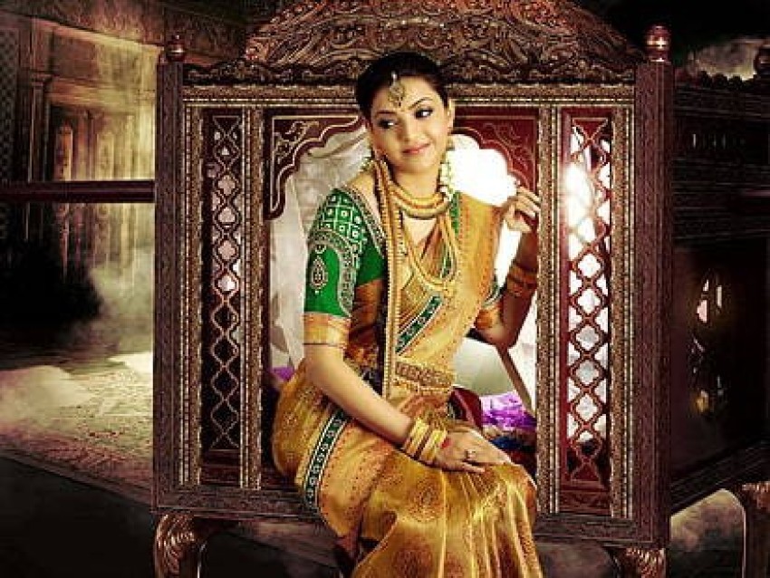 Kajal Agarwal Silk Saree, women's brown and green sari dress Wallpaper  Poster Price in India - Buy Kajal Agarwal Silk Saree, women's brown and  green sari dress Wallpaper Poster online at 