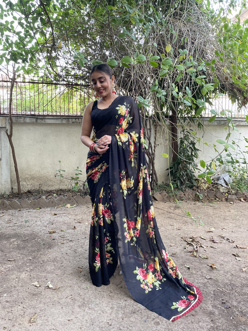 Gajra Gang Printed Saree : Buy Gajra Gang Vintage Rani Off White Floral  Printed Sarees Online|Nykaa Fashion