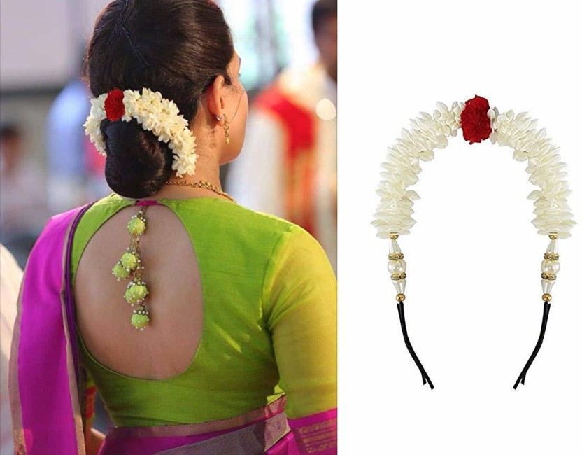Bridal Hairstyle  Poojadai  Veni  Bridal Inspiration  Bride hair  accessories Bridal hairdo Floral accessories hair