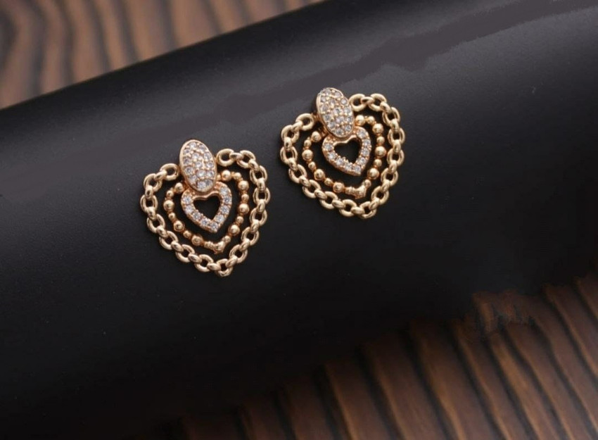 Priyaasi Earrings : Buy Priyaasi American Diamond Rose Gold Floral Stud  Earrings Online | Nykaa Fashion