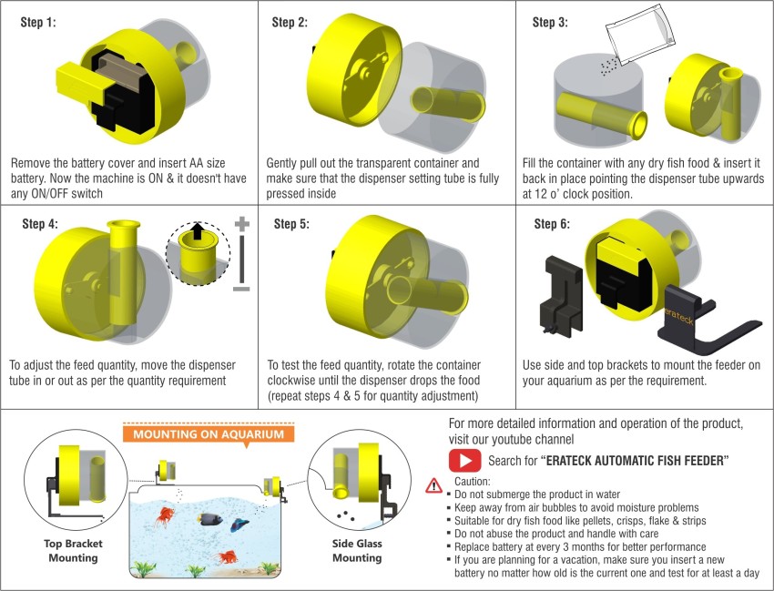 erateck automatic fish feeder for aquarium