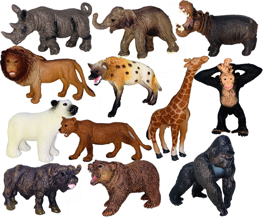 Miniature Mart Small Size Jungle Animals Toys Set, Realistic High Finish  Animal Figurines African Jungle Animals Play set with 12 Pc Set | Babies |  Children | Toddlers, 12 Piece Gift Set [
