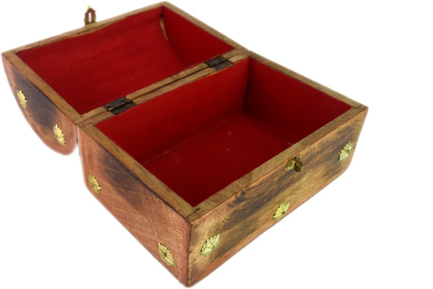 3 Inch Handmade Wooden Storage Box with Metal Lock Vintage Small Jewelry Boxes 