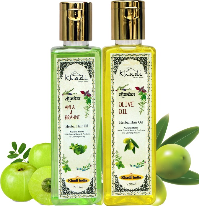 Leafveda Khadi Herbal Amla-Brahmi and Olive Oil Hair Oil Pack Of 2 Hair Oil  - Price in India, Buy Leafveda Khadi Herbal Amla-Brahmi and Olive Oil Hair  Oil Pack Of 2 Hair