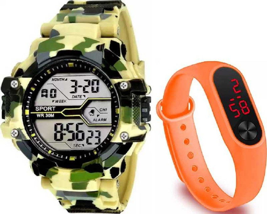 YELLOW MILITARY 007 COMBO WATCHES 