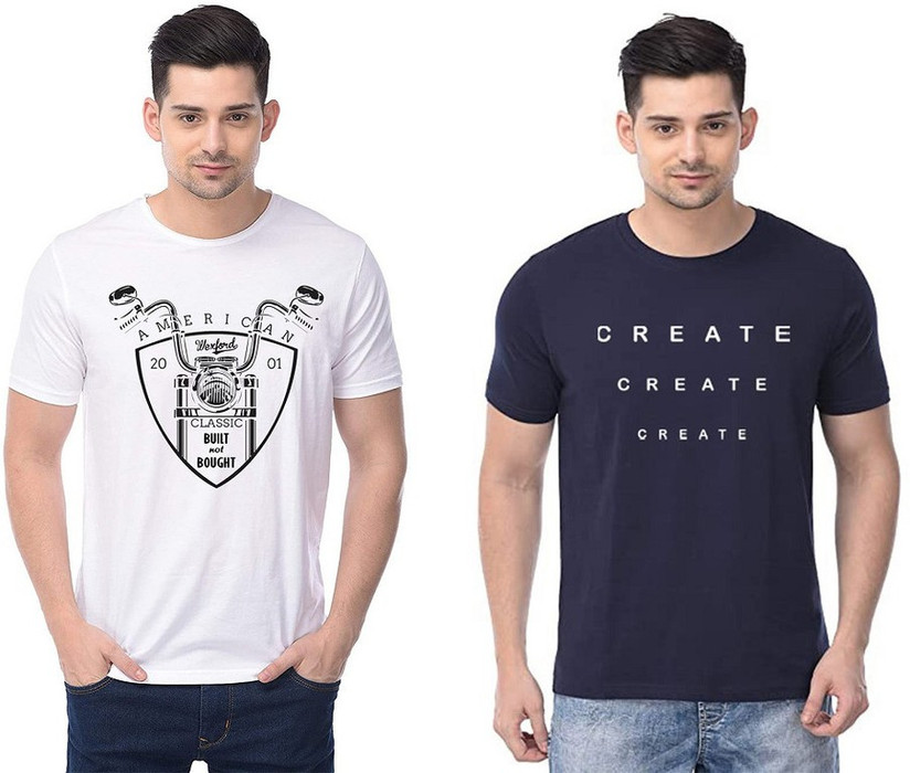 Buy DIKSH Printed Men Round Neck White 
