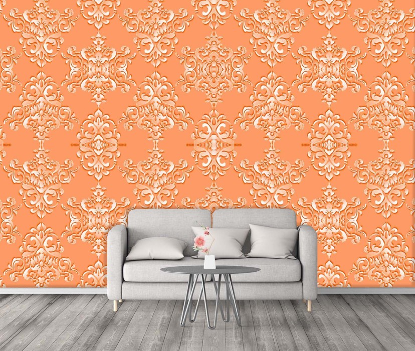 Orange Floral Fabric Wallpaper and Home Decor  Spoonflower