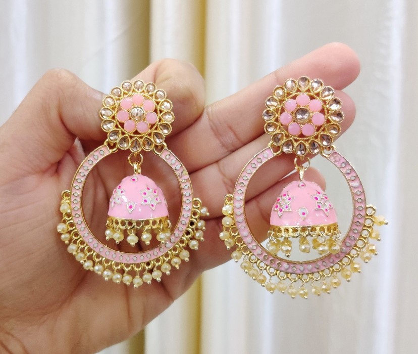 Buy online Pink Pearl Studded Drop Earrings from fashion jewellery for  Women by Saraf Rs Jewellery for 1199 at 68 off  2023 Limeroadcom