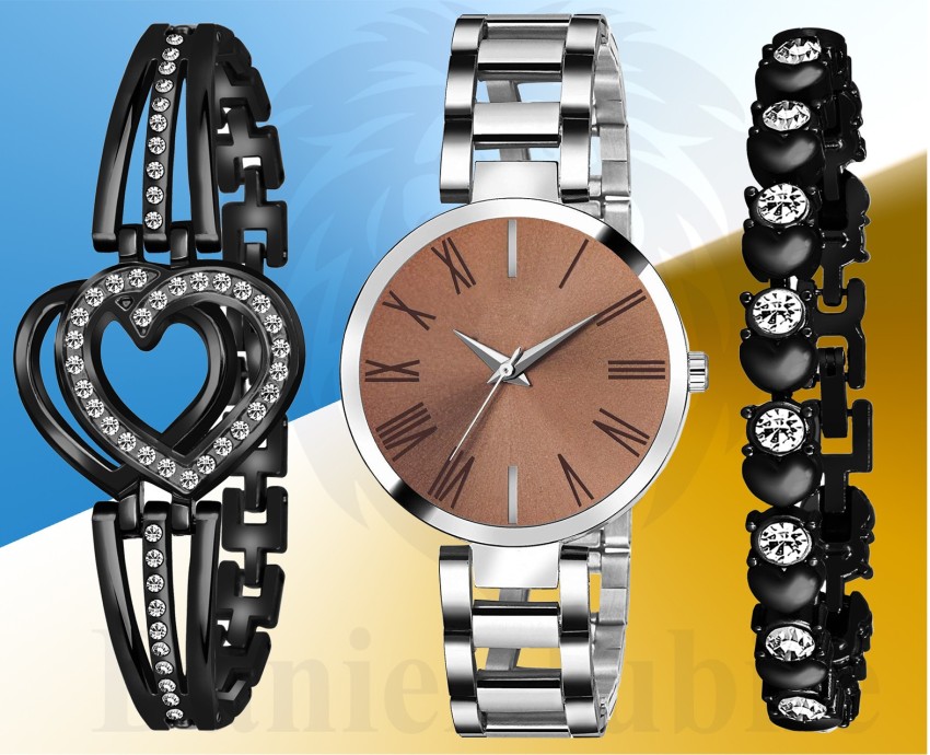 Royalment Analog Watch - For Women - Buy Royalment Analog Watch - For Women  Titanic Silver Brown Watch With 2 Black Bracelet Online at Best Prices in  India 