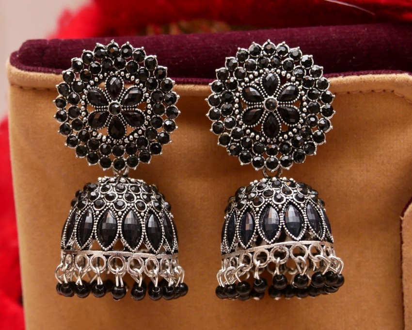 Traditional Black Silver Toned Dome Shaped Metal Jhumki Earring Weight 20  Grams G at Best Price in New Delhi  Vembley Enterprises
