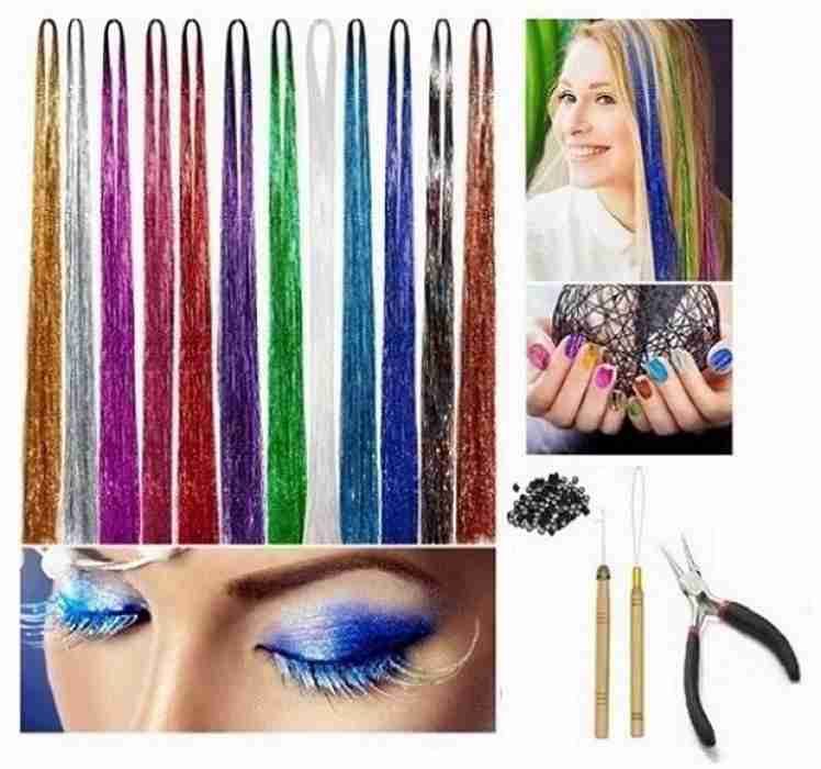A H S Tinsel Kit Strands With Tool, Glitter Shiny Tinsel for Women Girls  Set /of _1 Hair Extension Price in India - Buy A H S Tinsel Kit Strands  With Tool,