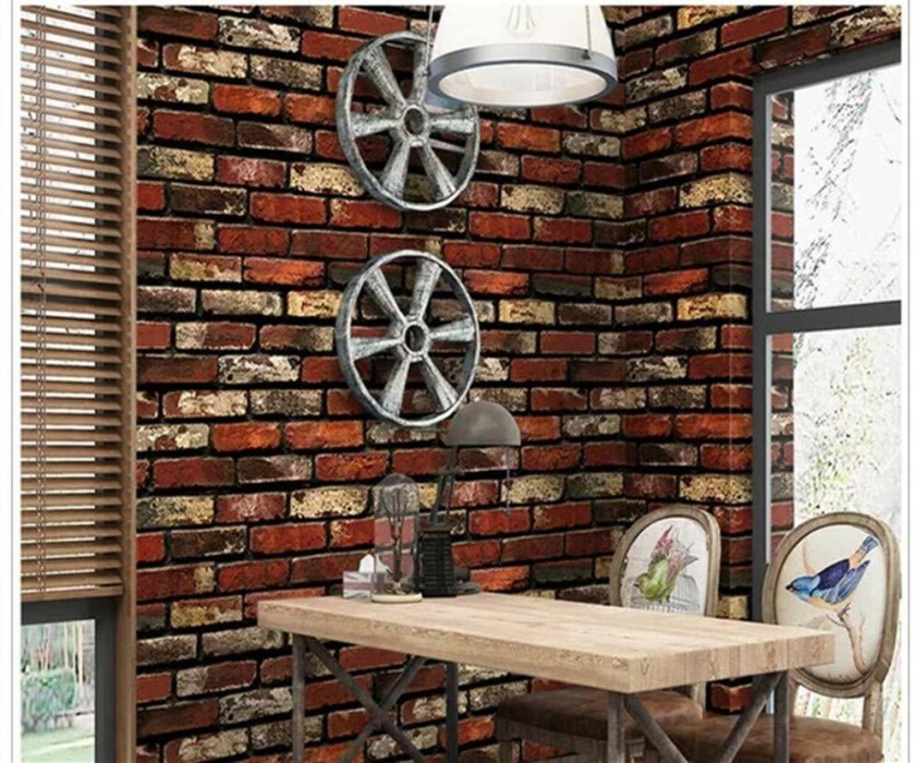 Eurotex Brick Design Wallpaper for Covering Living Room Bedroom Walls  PVC 57sqft Light Red  Amazonin Home Improvement