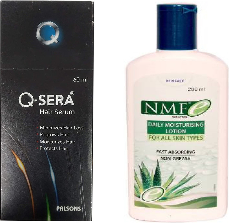 Palsons Combo Pack of NMFe Daily Moisturising Lotion + Q-Sera Hair Serum Price in India - Buy Palsons Combo Pack of NMFe Daily Moisturising Lotion + Q-Sera Hair Serum online at Palsons Combo Pack of NMFe Daily Moisturising Lotion + Q-Sera Hair Serum Price in India - Buy Palsons Combo Pack of NMFe Daily Moisturising Lotion + Q-Sera Hair Serum online at